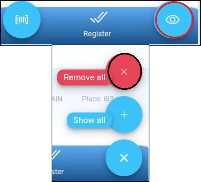 Menu with the Remove all option