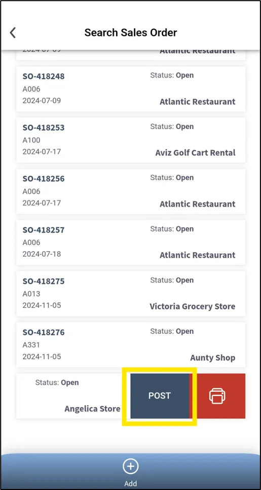 Sales order summary in Plur-e Mobile before sending