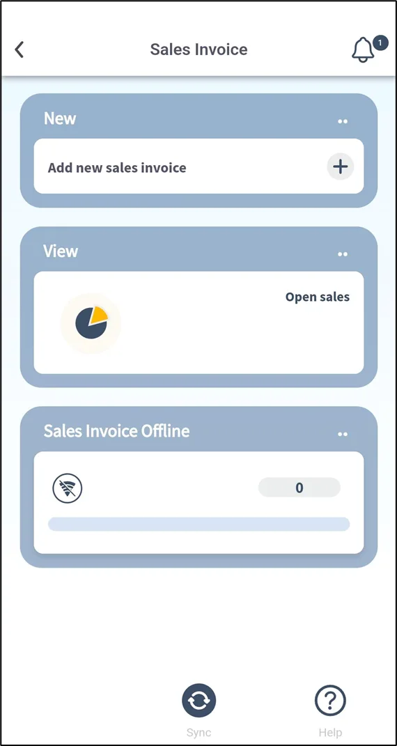 Sales Invoices screen in Plur-e Mobile