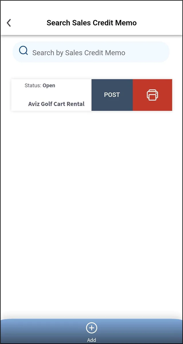 Sales credit memo opened in Business Central