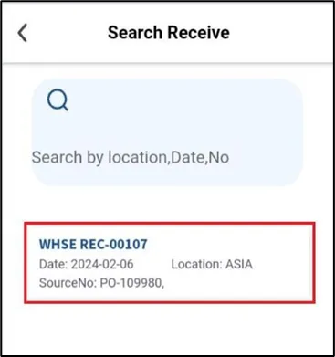 Quantity entry dialog for a received item with the Send button