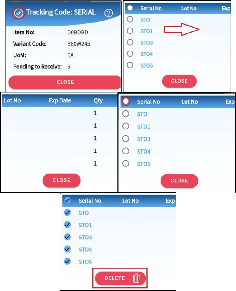 Item tracking lines in Business Central after the receipt